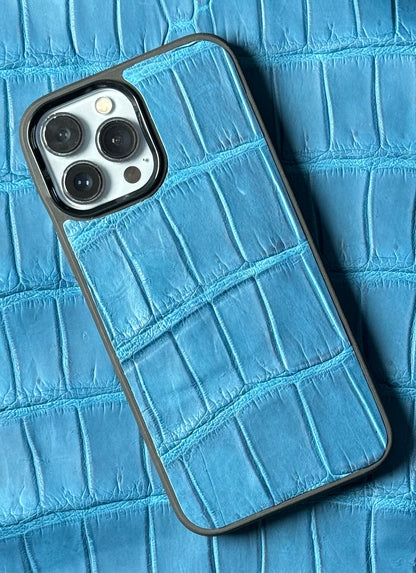 Coque en Crocodile Azur